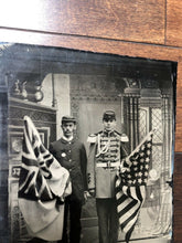 Load image into Gallery viewer, Half Plate Antique 1800s Tintype Photo Post Civil War Soldier Holding Flags Rare