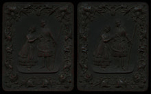 Load image into Gallery viewer, EMPTY DAGUERREOTYPE CASE 1/4 PLATE "PARTING OF HAFED & HINDA" RARE FIGURAL CASE