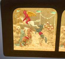 Load image into Gallery viewer, RARE 1860s Devil & Skeletons Photo / Tissue Stereoview ~ Satan Racing His Horse in Hell