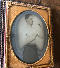 Load image into Gallery viewer, Rare 1/4 Boxing Ambrotype, Shirtless Bare Knuckle Boxer, Early-1860s