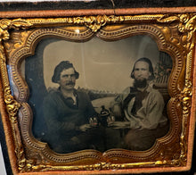 Load image into Gallery viewer, Interesting Ambrotype 2 Drinking Men Gold Miner or Civil War Sailor? 1860s Beer