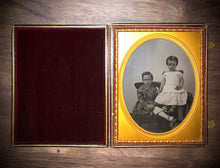 Load image into Gallery viewer, Beautiful Antique Photo Victorian Children Boy & Little Girl Holding Keys 1850s