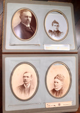 Load image into Gallery viewer, Large Leather Photo Album 52 Cabinet Cards incl Illinois Mayor Wedding Invitation