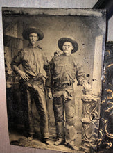 Load image into Gallery viewer, Two Armed Cowboys, 1800s Tintype Photo Antique Western Men Rare Revolver