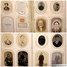 Load image into Gallery viewer, 1860s Antique Photo Album Silver Lake Indiana CDV & Tintype Civil War Tax Stamps