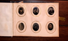 Load image into Gallery viewer, Miniature 1860s Leather Album & Some Tiny Tintypes