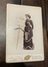 Load image into Gallery viewer, Victorian Banner Lady Dress Holding Advertising Sign Rare