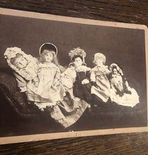 Load image into Gallery viewer, Creepy or Cute? Dead Dolls on Settee - Unusual Antique Photo, 1880s California