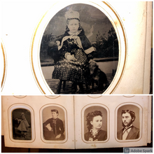 Load image into Gallery viewer, 1860s Antique Photo Album Silver Lake Indiana CDV & Tintype Civil War Tax Stamps
