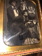 Load image into Gallery viewer, 1/4 Group Daguerreotype by Howe of Portland Maine, Top Hat Man & Two Women