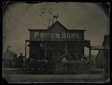 Load image into Gallery viewer, Full Plate Tintype Photo POPE & SONS Storefront Sign + Rooster Weather Vane Rare