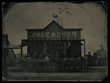 Load image into Gallery viewer, Full Plate Tintype Photo POPE & SONS Storefront Sign + Rooster Weather Vane Rare