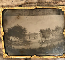 Load image into Gallery viewer, Rare 1850s Half Plate Ambrotype Large Primitive Folk Art Painting Farm House