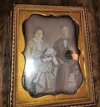 Load image into Gallery viewer, 1/4 Daguerreotype Photo Barefoot Child + Parents Sleeping Or Post mortem? 1800s