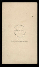Load image into Gallery viewer, 1860s CDV by Boston Female Spirit Photographer + Advertisement Mourning Jewelry