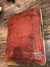 Load image into Gallery viewer, Antique Velvet 1800s Gold Trimmed Brass Clasp Cabinet & CDV Photo Album