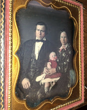 Load image into Gallery viewer, 1/4 Tinted Daguerreotype Young Man & Wife with Chubby Baby - Sealed