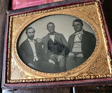 Load image into Gallery viewer, 1/4 Purple Glass Ambrotype, Group of Three Men, Possibly from Virginia
