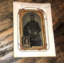 Load image into Gallery viewer, ID'd Civil War Soldier + Gem Tintype of Wife - 20th Maine Infantry / Gettysburg