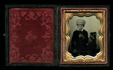 Load image into Gallery viewer, Little Boy in Cap Holding His Dog on Leash, 1/9 Ambrotype