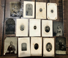 Load image into Gallery viewer, Lot of Civil War 1860s 1870s Tintypes Men Women Philadelphia Pennsylvania Family