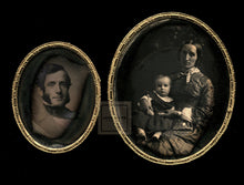 Load image into Gallery viewer, Daguerreotypes Handsome Smiling Man Sideburns + His Wife & Little Girl - Great!