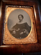Load image into Gallery viewer, 1/4 Ambrotype Photo Beautiful Woman Wearing Mourning Bands? Hanging Wall Frame