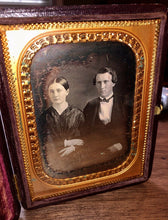 Load image into Gallery viewer, 1/4 Daguerreotype Handsome Couple PB Case Photographer Business Card 1850s