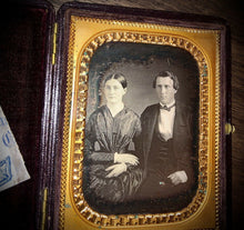 Load image into Gallery viewer, 1/4 Daguerreotype Handsome Couple PB Case Photographer Business Card 1850s