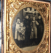 Load image into Gallery viewer, 1860s Tintype Photo Factory Occupational Kids, One Girl Holding Large Doll