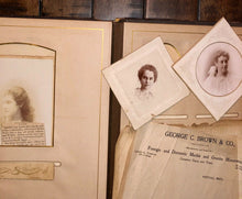 Load image into Gallery viewer, LARGE leather Victorian photo album brown family of Michigan cdv