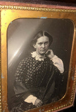 Load image into Gallery viewer, 1/4 daguerreotype pretty girl in checkered dress 1850s - sealed - texas estate
