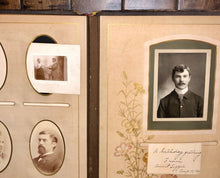 Load image into Gallery viewer, LARGE leather Victorian photo album brown family of Michigan cdv