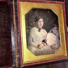 Load image into Gallery viewer, Intriguing 1840s 1/6 Daguerreotype Woman Sick or Mourning? Girl & Hidden Figure