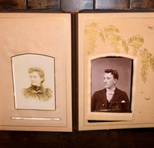 Load image into Gallery viewer, LARGE leather Victorian photo album brown family of Michigan cdv