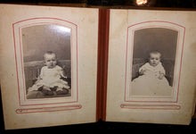 Load image into Gallery viewer, antique leather 1860s 1870s album with old 1800s photos tax stamps