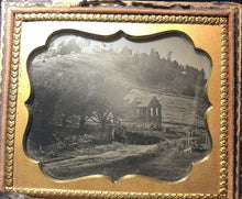 Load image into Gallery viewer, 1/6 Ambrotype One Room Farm House / Schoolhouse - 1850s Outdoor Scene