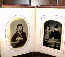 Load image into Gallery viewer, Antique Photo Album, Tintypes, CDV, Obituary, Brooklyn New York Iowa