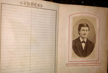 Load image into Gallery viewer, antique leather 1860s 1870s album with old 1800s photos tax stamps