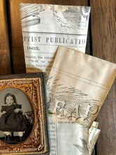 Load image into Gallery viewer, 1860s Tintype Cute Little Girl Tinted Cheeks Dated Newspaper Pieces Inside Case