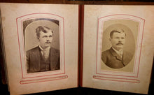 Load image into Gallery viewer, antique leather 1860s 1870s album with old 1800s photos tax stamps