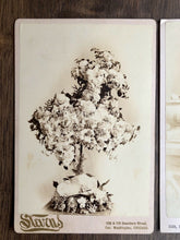 Load image into Gallery viewer, TWO Antique Funeral Mourning Flower Display Photos for Helen Meacham Chicago