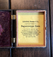 Load image into Gallery viewer, 1850s Sphereotype of Woman Vermont Photographer Advertising Card & A+ Union Case