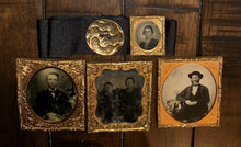 Load image into Gallery viewer, Photo Lot 1850s 1860s Black Mourning ? Ribbon Antique Button Tintype Ambrotypes