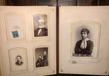 Load image into Gallery viewer, Album with Many Nice Cabinet Cards CDVs civil war tax stamps Philadelphia
