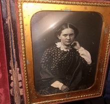 Load image into Gallery viewer, 1/4 daguerreotype pretty girl in checkered dress 1850s - sealed - texas estate