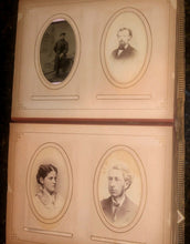 Load image into Gallery viewer, Leather album and lots of antique Victorian era photos tintypes cdvs