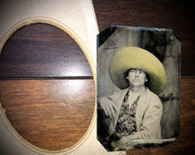 Load image into Gallery viewer, 3 Tintype Photo Memphis Tennessee Man Reading Newspaper Tinted Sombrero 1800s