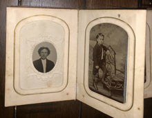 Load image into Gallery viewer, 1860s 1870s Photo Album CDVs & Tintypes Including Civil War Soldier