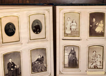 Load image into Gallery viewer, Overloaded Antique album 1860s 1870s tintypes cabinet cards CDV photos Ohio Indy